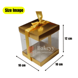 PVC Transparent Gift Box with Gold Ribbon || Pack of 10 || Elegant Packaging Solution for Special Occasions || - Bakeyy.com - India - PVC Transparent Gift Box with Gold Ribbon || Pack of 10 || Elegant Packaging Solution for Special Occasions || - Medium