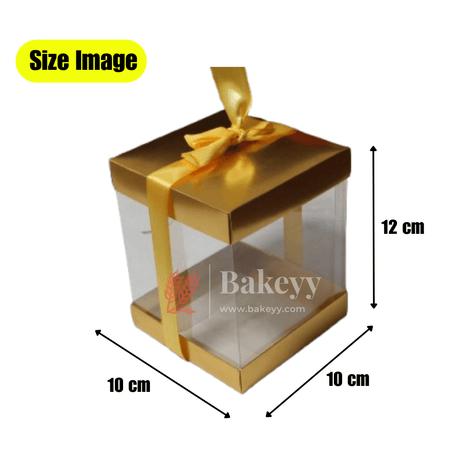 PVC Transparent Gift Box with Gold Ribbon || Pack of 10 || Elegant Packaging Solution for Special Occasions || - Bakeyy.com - India - PVC Transparent Gift Box with Gold Ribbon || Pack of 10 || Elegant Packaging Solution for Special Occasions || - Medium