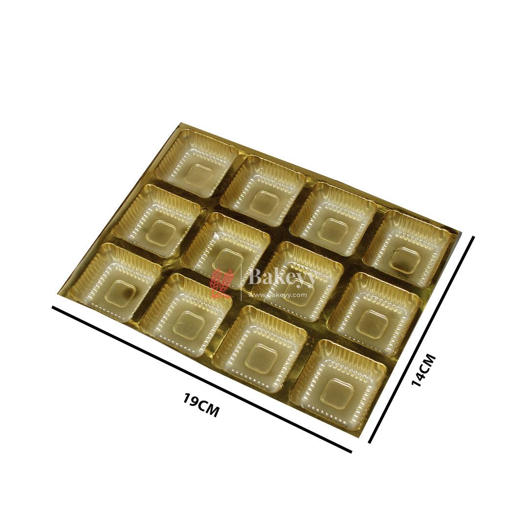 12 Cavity Gold Tray With Transparent Lid Cap | PACK OF 10|