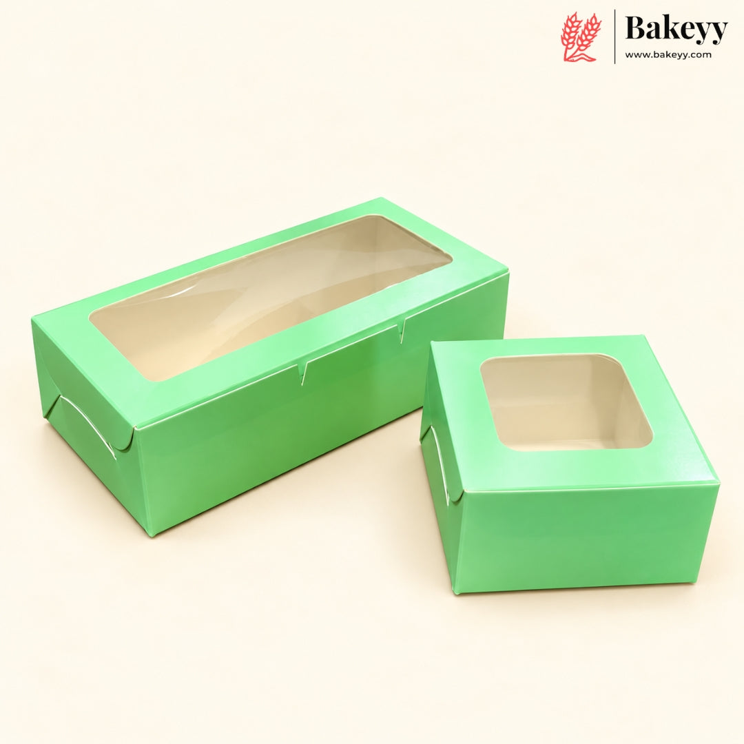 Green Color Brownie Box with Top Window | Pack of 10