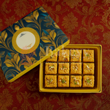 Half Kg Sweet Box | Royal blue and gold sweet box with Golden tray | Pack of 10