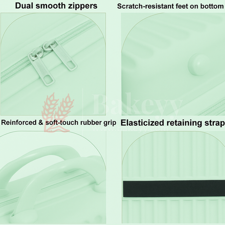 Green product with features highlighted on a green background