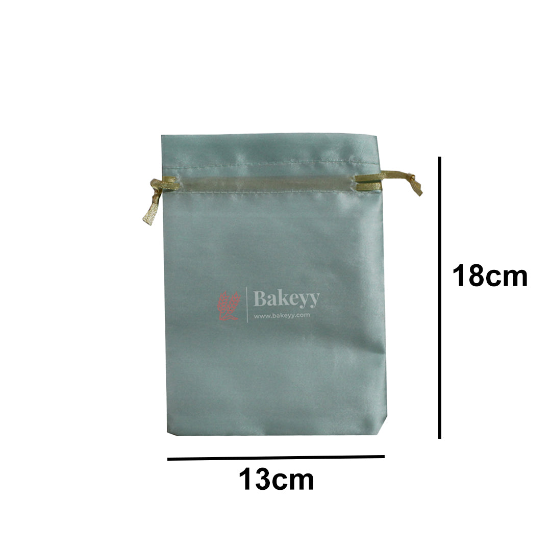 13x18 cm | Satin Potli Bags| Turquoise Colour | Elegant Drawstring Pouches| for Gifting and Storage|