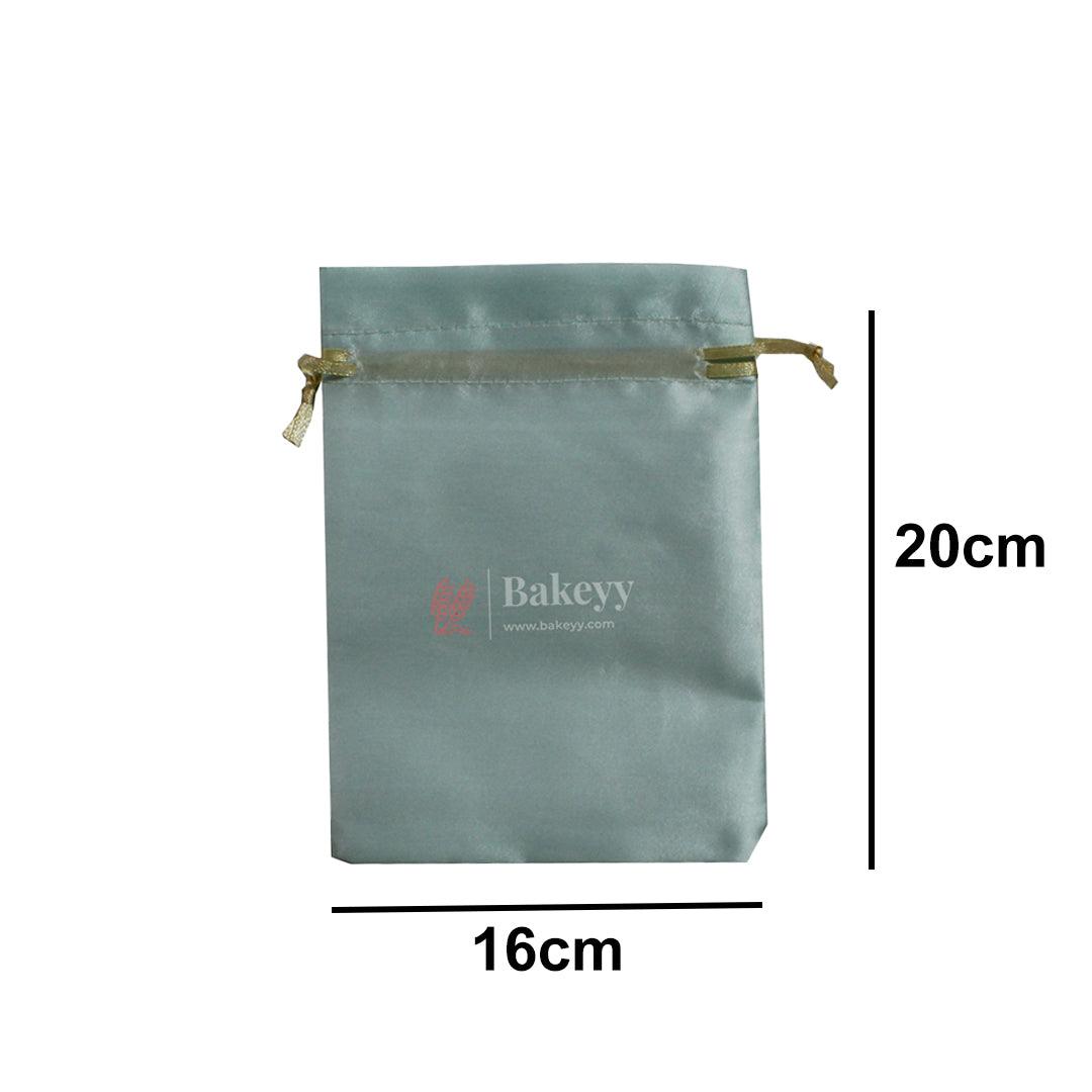 16x20 cm | Satin Potli Bags| Turquoise Colour | Elegant Drawstring Pouches| for Gifting and Storage| - Bakeyy.com - India - 16x20 cm | Satin Potli Bags| Turquoise Colour | Elegant Drawstring Pouches| for Gifting and Storage| - Pack of 25