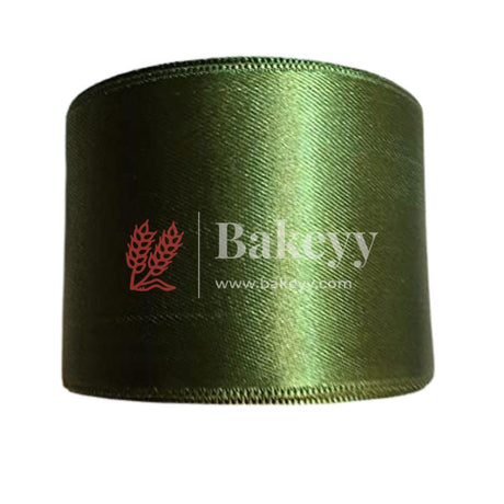 Cloth Satin ribbon for decoration | Gift wrapping | School project works | Opening ribbon | Multi-purpose use - Bakeyy.com - India - Cloth Satin ribbon for decoration | Gift wrapping | School project works | Opening ribbon | Multi-purpose use - Army Green