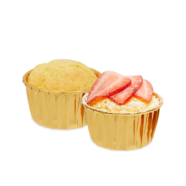 5039 | Plain Golden Muffin Cup | Curl Edge | Cupcake Liner | pack Of 50 - Bakeyy.com