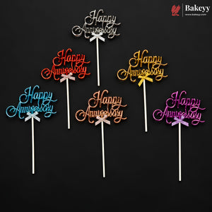 8.5 Inch Happy Anniversary Cake Topper | Multiple Colours | 1 Piece