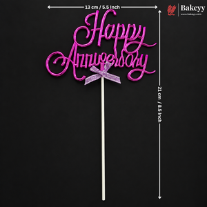 8.5 Inch Happy Anniversary Cake Topper | Multiple Colours | 1 Piece