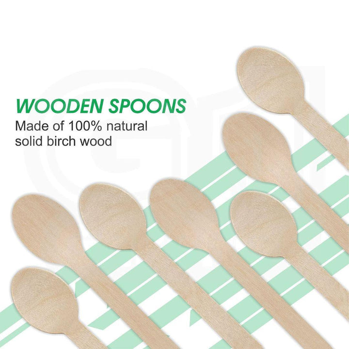 140mm Disposable Wooden Spoon | Pack of 100 | Bio-Degradable - Bakeyy.com