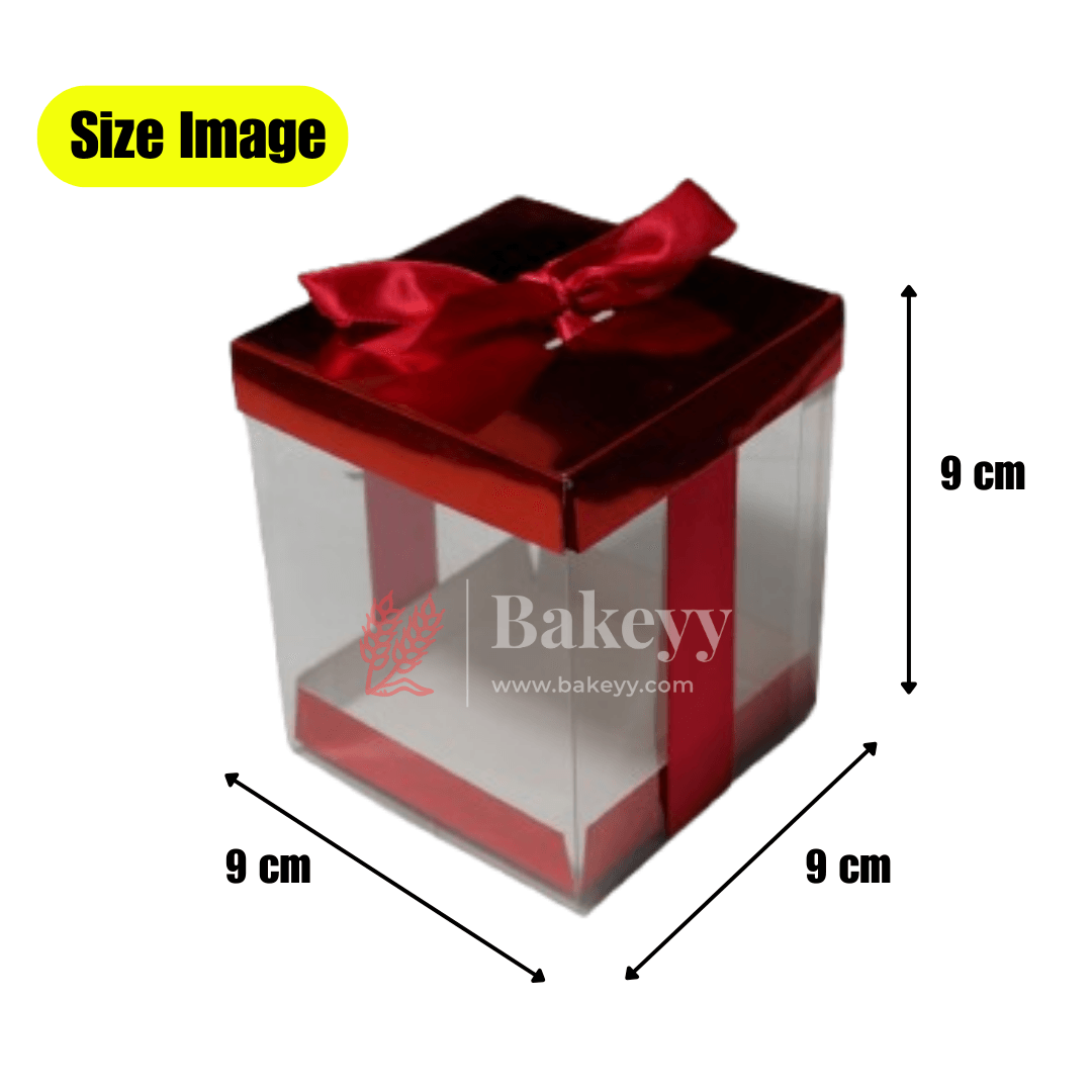 PVC Transparent Gift Box with Red Ribbon || Pack of 10 || Elegant Packaging Solution for Special Occasions || - Bakeyy.com - India - PVC Transparent Gift Box with Red Ribbon || Pack of 10 || Elegant Packaging Solution for Special Occasions || - Small