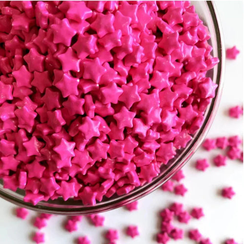 Star Sugar Confetti - 200 Gram - Bakeyy.com - India - Star Sugar Confetti - 200 Gram - Pink