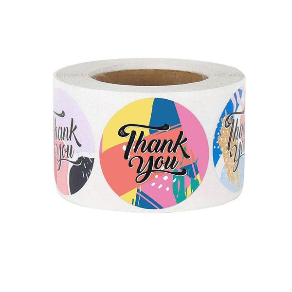 Thank You Stickers Roll | Thank You Labels Round Adhesive Stickers | For Busines and Shop (Pack of 500 Sticker Lable) - Bakeyy.com
