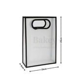Transparent Gift Bag - Black | Oval‑Cut Handle| Pack Of 12