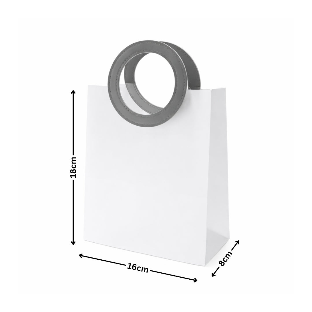 Transparent Bags With Leather Style Pink Colour Handles | Pack of 12