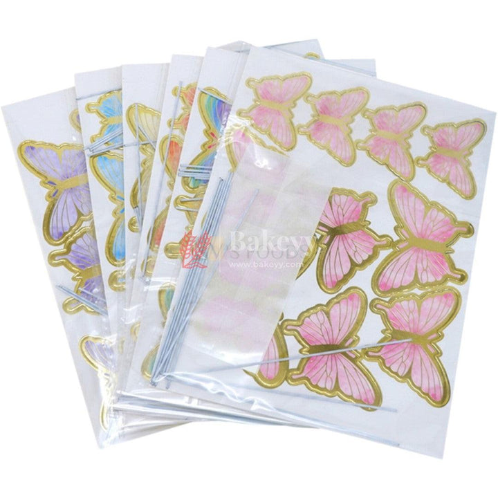 10 Pcs Pink Butterfly Decoration Topper | 4 Sizes Butterfly | 3D Butterfly Party Decorations - Bakeyy.com