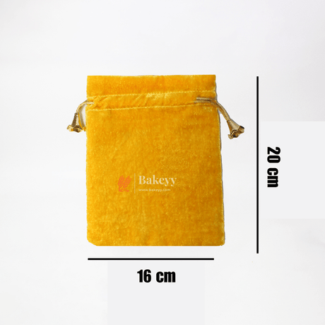 16x20 cm | Velvet Drawstring Potli Bag | Yellow Colour | Pack of 10 | Luxurious Gift & Storage Pouch | - Bakeyy.com - India - 16x20 cm | Velvet Drawstring Potli Bag | Yellow Colour | Pack of 10 | Luxurious Gift & Storage Pouch | - Default Title