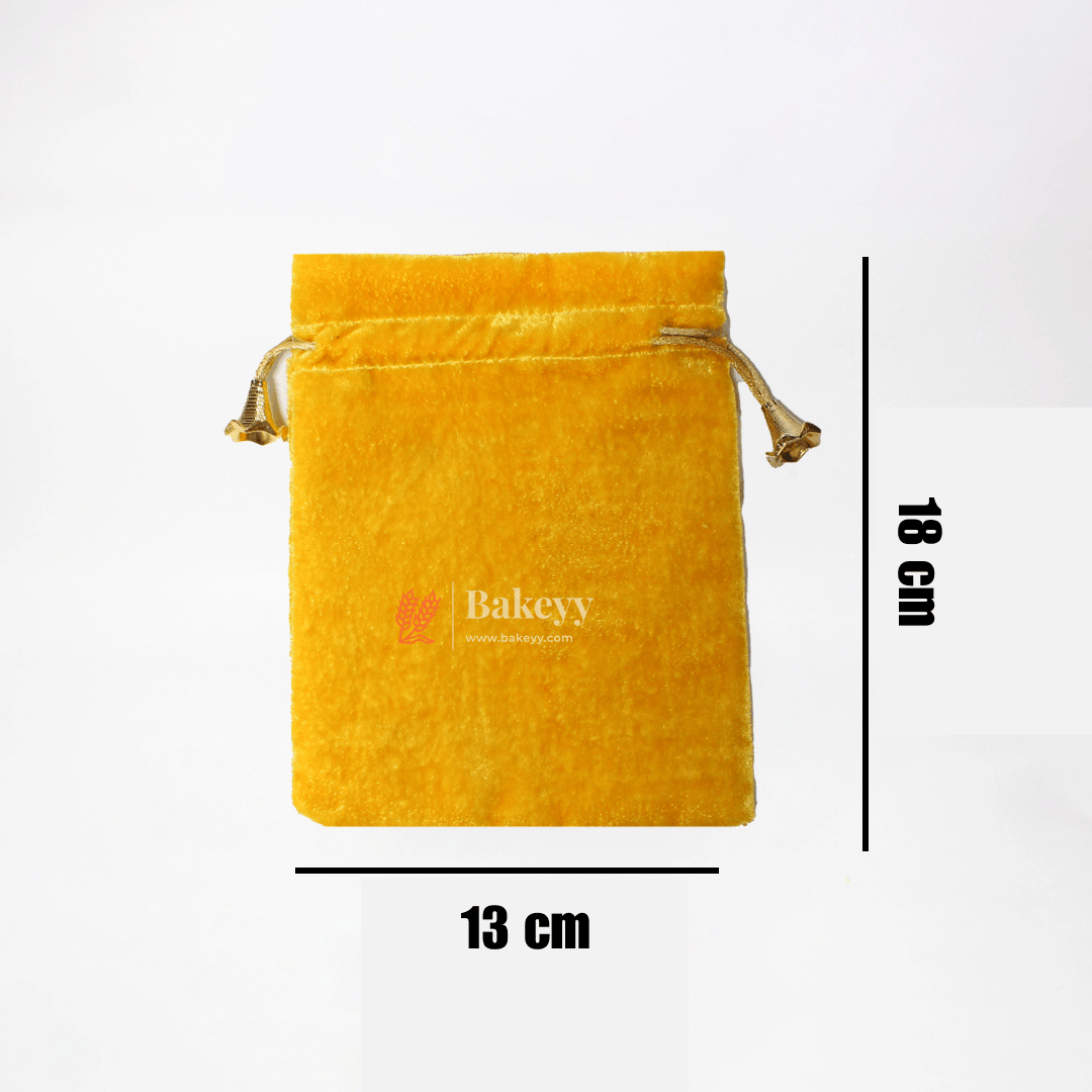 13x18 cm | Velvet Drawstring Potli Bag | Yellow Colour | Pack of 10 | Luxurious Gift & Storage Pouch | - Bakeyy.com - India - 13x18 cm | Velvet Drawstring Potli Bag | Yellow Colour | Pack of 10 | Luxurious Gift & Storage Pouch | - Default Title