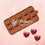 15 Cavities Silicone Diamond Heart Mould - Bakeyy.com - India - 15 Cavities Silicone Diamond Heart Mould - Default Title