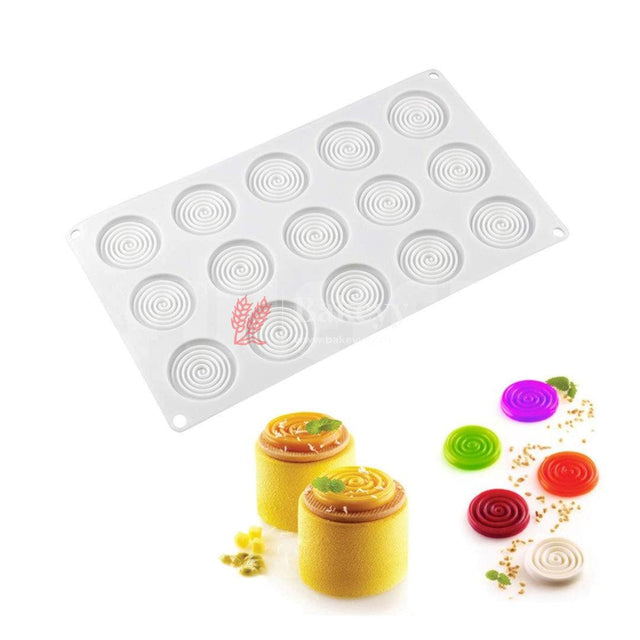 15 Cavity 3D Spiral Silicone Mould | Entremets Cake Mould | Mousse Mould - Bakeyy.com - India - 15 Cavity 3D Spiral Silicone Mould | Entremets Cake Mould | Mousse Mould - Default Title