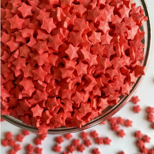 Star Sugar Confetti - 200 Gram - Bakeyy.com - India - Star Sugar Confetti - 200 Gram - Red