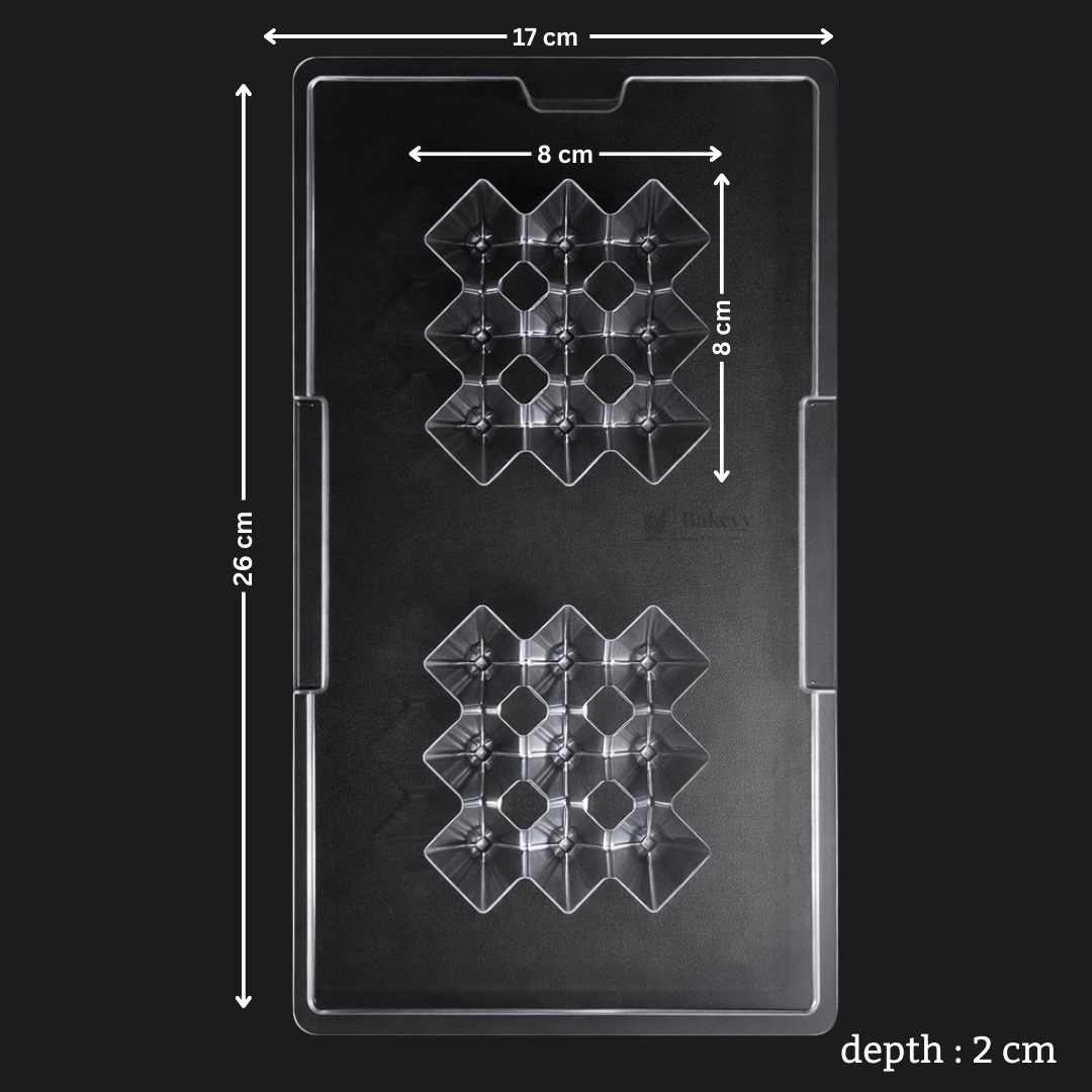 Mould 648 | Diamond Grid Chocolate Mould | Baking Accessories | Party Favor Mould | Pack of 1