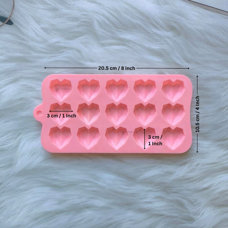 15 Cavity | Faceted Heart Design Silicone Chocolate Mould | Pack of 1 