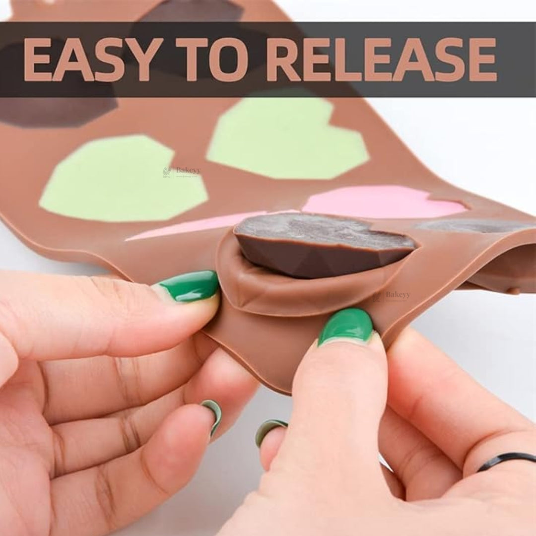 15 Cavity | Faceted Heart Design Silicone Chocolate Mould | Pack of 1 