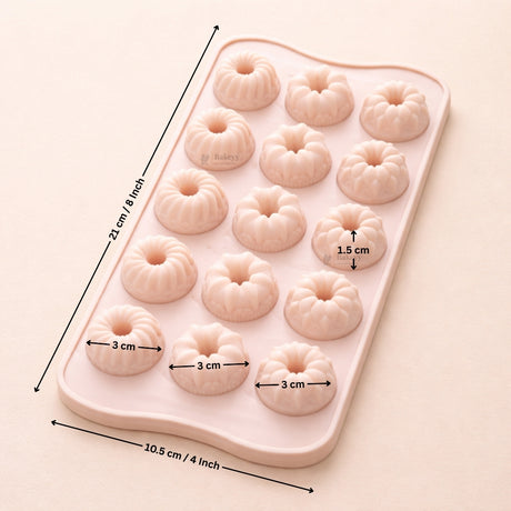 15 Cavity | Mini Bundt Ring Silicone Chocolate Mould | Pack of 1 