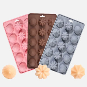 15CavityMixedFlutedDome_PumpkinDesignSiliconeChocolateMould - Bakeyy.com