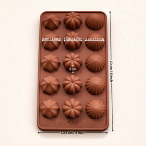 15CavityMixedFlutedDome_PumpkinDesignSiliconeChocolateMould_2 - Bakeyy.com