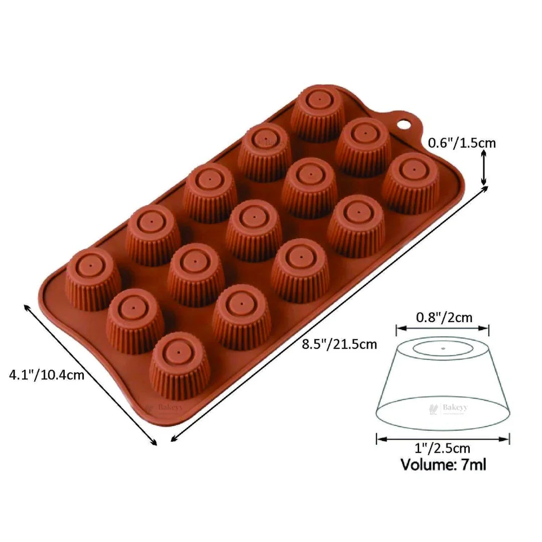 15 Cavity Silicone Chocolate Mould | Mini Fluted Cup Shape Chocolate & Candy Mold | Flexible Non-Stick Silicone Baking Mold | Pack of 1
