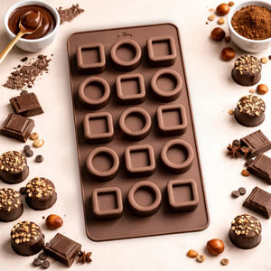 15CavitySquare_RingSiliconeChocolateMould - Bakeyy.com