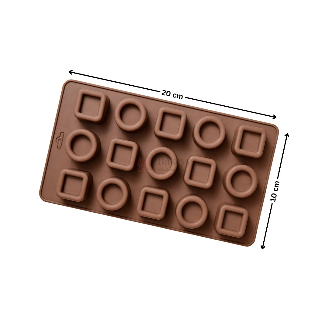 15 Cavity Square & Ring Silicone Chocolate Mould | Pack of 1