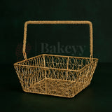 20x20x8.5 Cm Gold Square Metal Basket | 1 Piece
