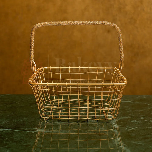 17x17x7.5 Cm Small Square Jala Metal Basket | 1 Piece - Bakeyy.com - India - 17x17x7.5 Cm Small Square Jala Metal Basket | 1 Piece - Default Title