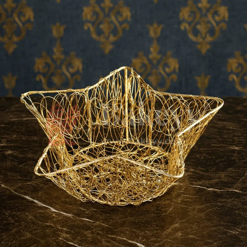 Star Gold Metal Basket | 1 Piece - Bakeyy.com - India - Star Gold Metal Basket | 1 Piece - Small