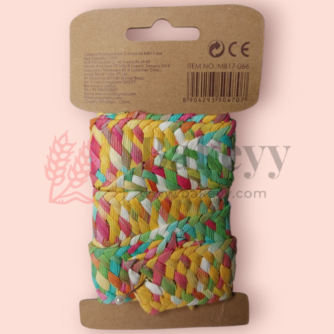 Multicolour Braided Ribbon| Perfect for Gift Packaging, DIY Crafts| 1 Piece