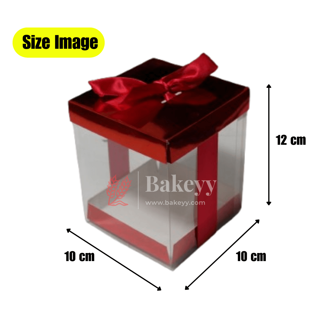 PVC Transparent Gift Box with Red Ribbon || Pack of 10 || Elegant Packaging Solution for Special Occasions || - Bakeyy.com - India - PVC Transparent Gift Box with Red Ribbon || Pack of 10 || Elegant Packaging Solution for Special Occasions || - Medium