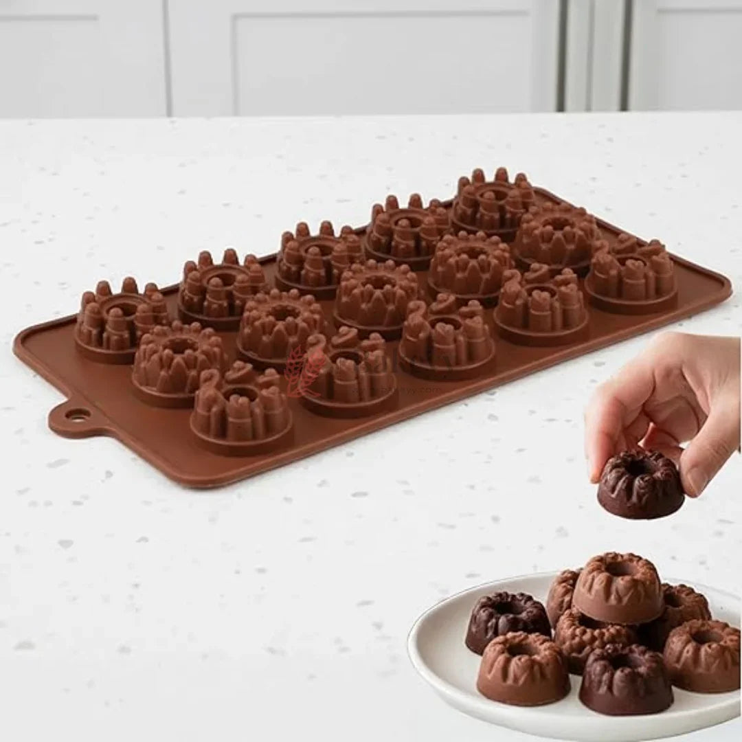 15_Cavity_Mini_Donut_Chocolate_Silicone_Mould - Bakeyy.com