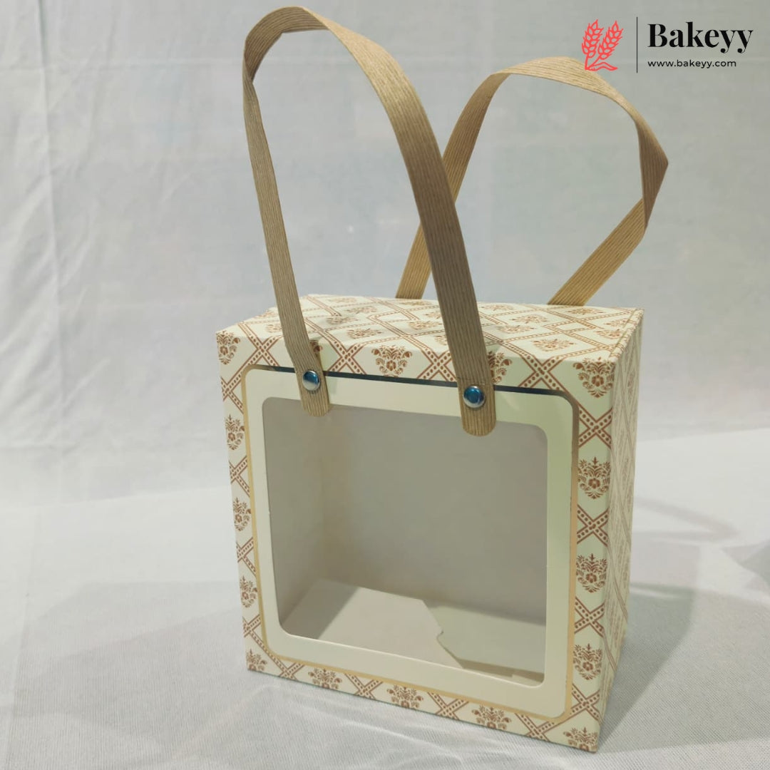 Designer Printed Gift Box Set of 3 | Transparent Window & Carry Handle | Premium Hamper Packaging