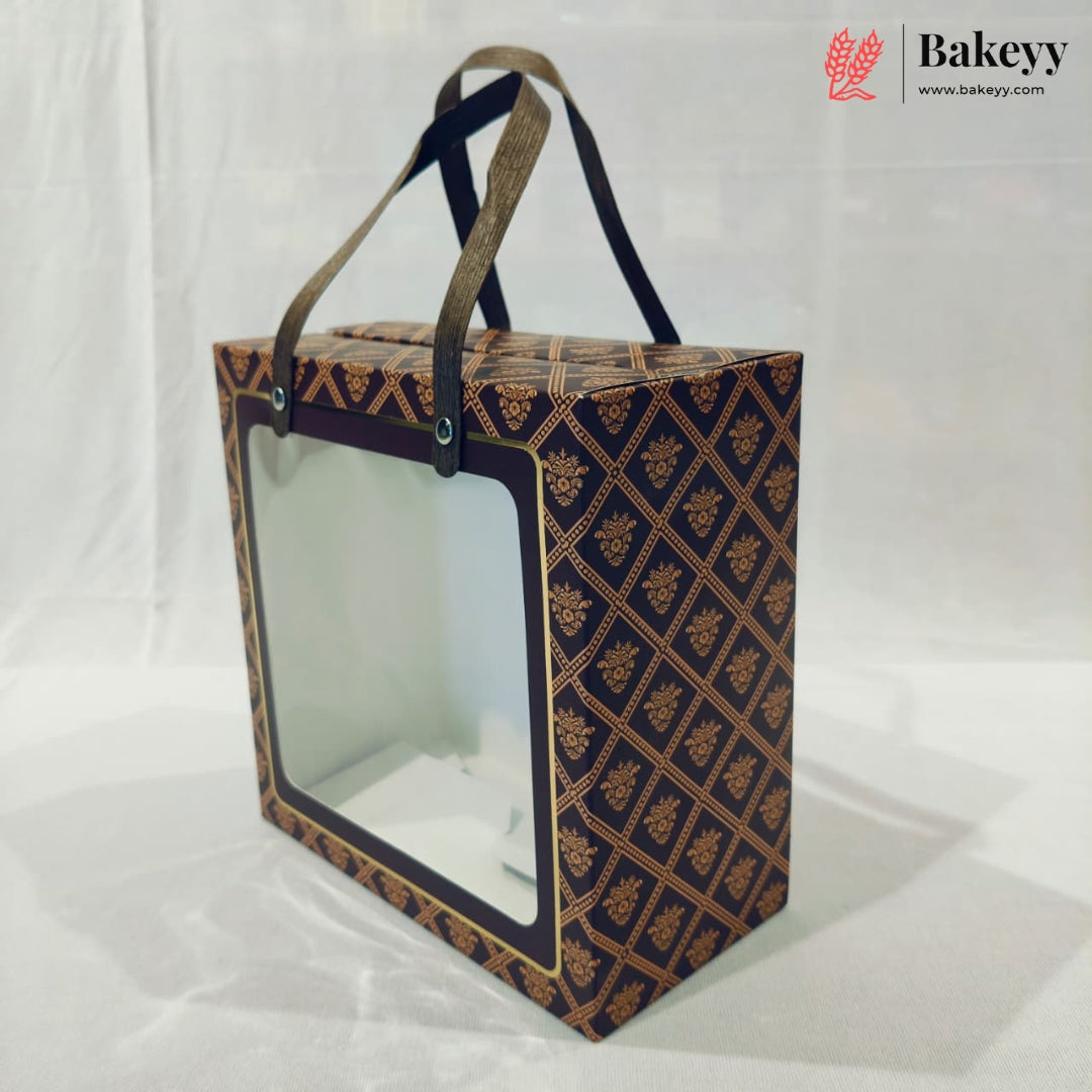 Designer Printed Gift Box Set of 3 | Transparent Window & Carry Handle | Premium Hamper Packaging