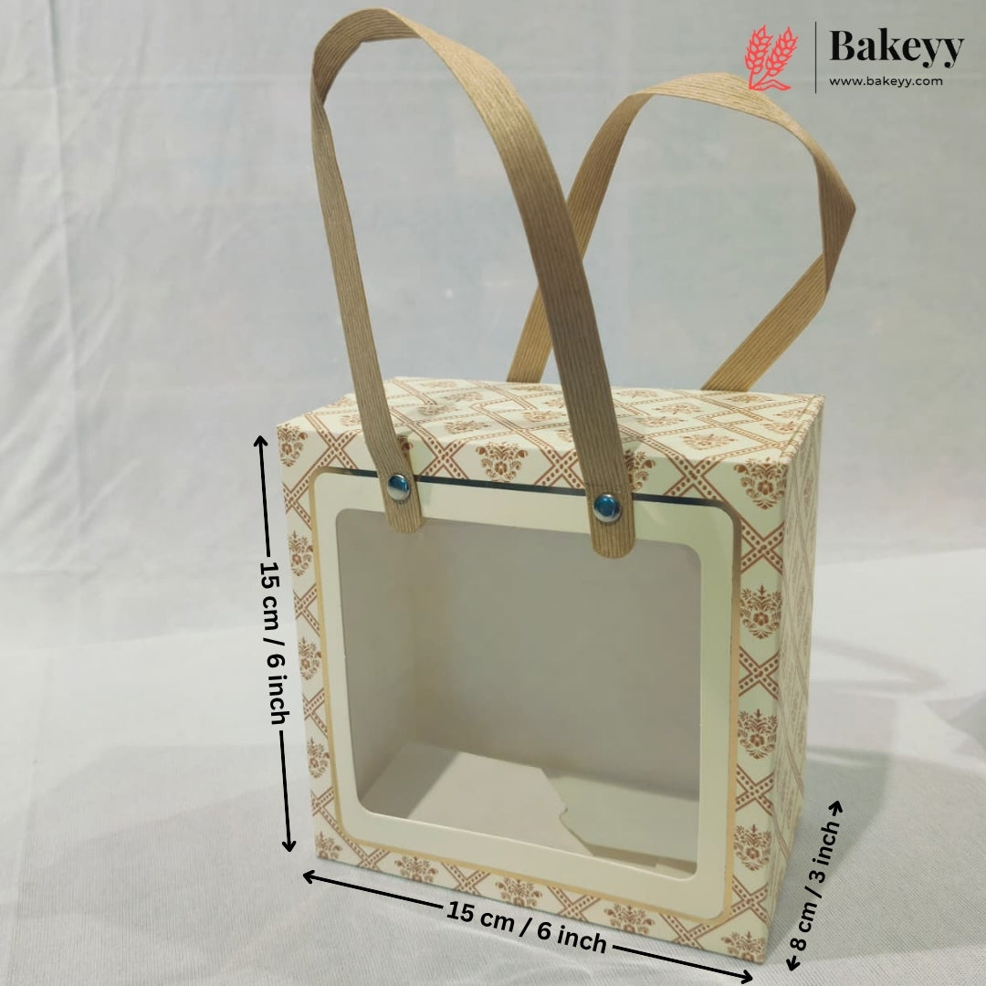 Designer Printed Gift Box Set of 3 | Transparent Window & Carry Handle | Premium Hamper Packaging