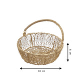 Round Decorative Gold Metal Hamper Basket For Gifting | Return Gifts - Bakeyy.com - India - Round Decorative Gold Metal Hamper Basket For Gifting | Return Gifts - Small - 6 Inch