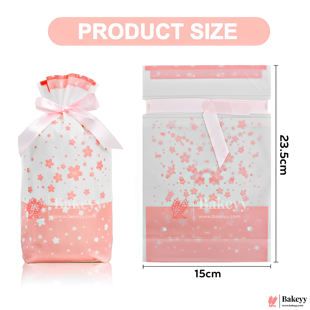 23.5x15cm Red Flower Plastic Stand Up Treat Favor Bags Gift Wrapper Bags for Candy Cookie Chocolate | Pack of 50 | - Bakeyy.com - India - 23.5x15cm Red Flower Plastic Stand Up Treat Favor Bags Gift Wrapper Bags for Candy Cookie Chocolate | Pack of 50 | - Default Title