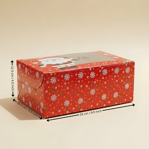 Santa Theme Red Pastry Box | Christmas Pastry Box | Festive Bakery Packaging | Multi-Sizes | Pack of 25