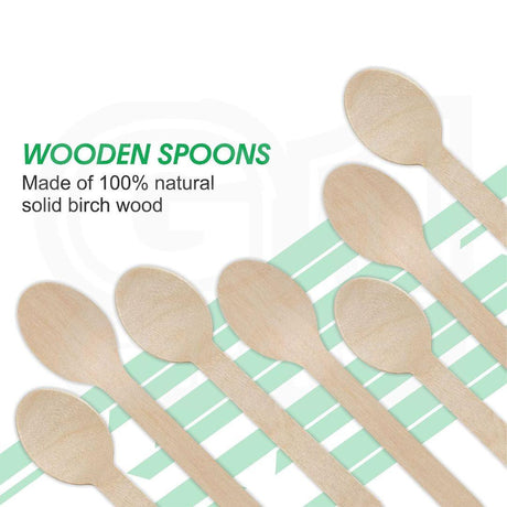 160mm Disposable Wooden Spoon | Pack of 100 | Bio-Degradable - Bakeyy.com - India - 160mm Disposable Wooden Spoon | Pack of 100 | Bio-Degradable - Default Title