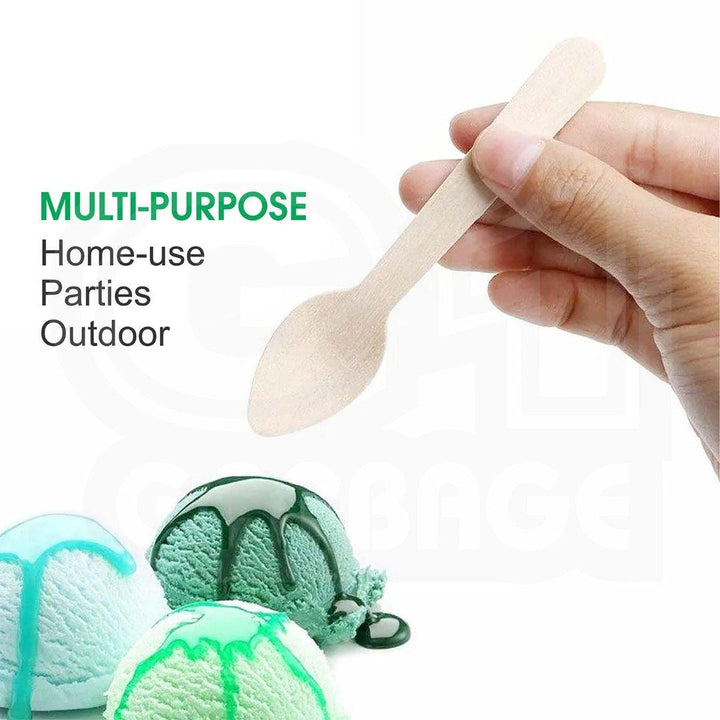 160mm Disposable Wooden Spoon | Pack of 100 | Bio-Degradable - Bakeyy.com