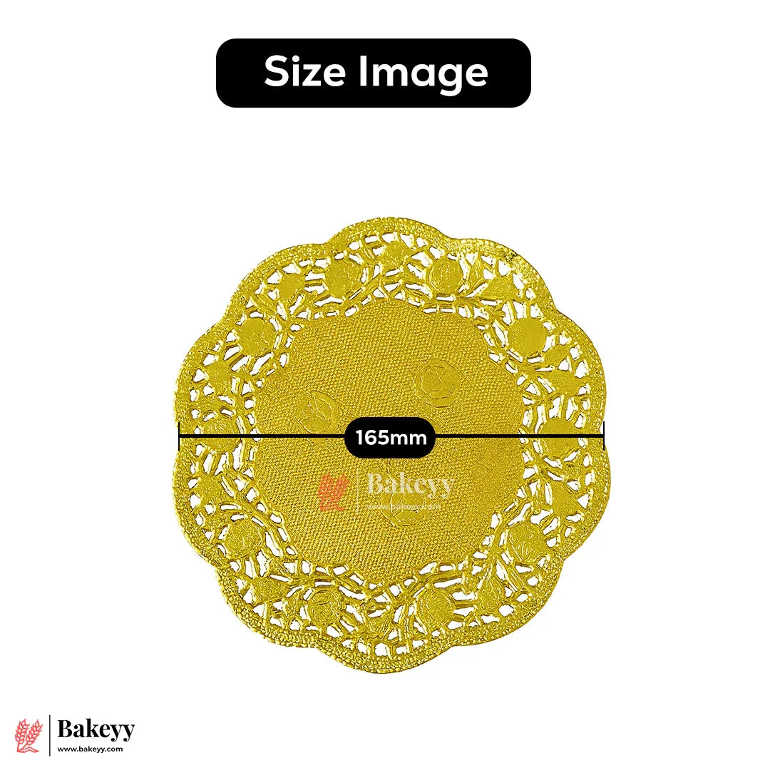 6.5 Inch Gold Paper Doilies | Pack Of 100 | Round Decorative Paper Placemats for Desert | Tableware Decoration | Lace Doilies
