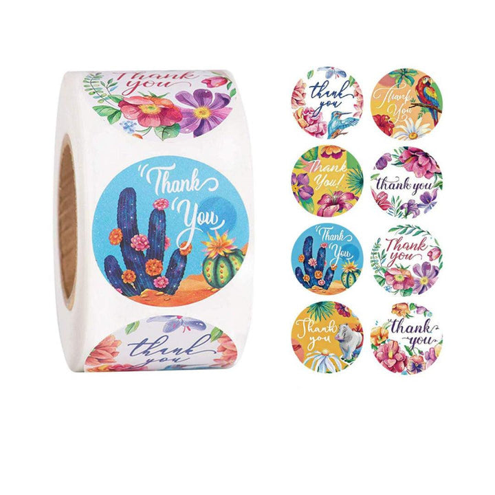 Thank You Stickers Roll | Thank You Labels Round Adhesive Stickers | For Busines and Shop (Pack of 500 Sticker Lable) - Bakeyy.com