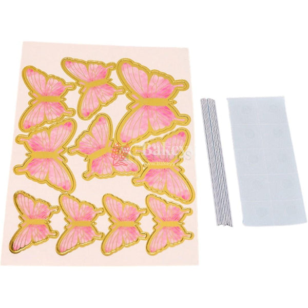 10 Pcs Pink Butterfly Decoration Topper | 4 Sizes Butterfly | 3D Butterfly Party Decorations - Bakeyy.com
